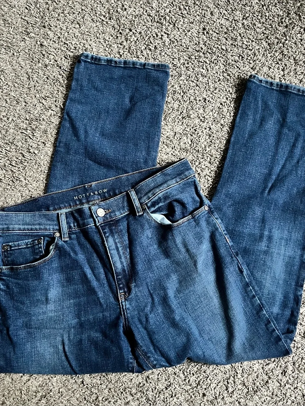 Mott & Bow Crosby Jeans Mens 34x30 Blue Dark Wash Straight Leg Stretch Denim